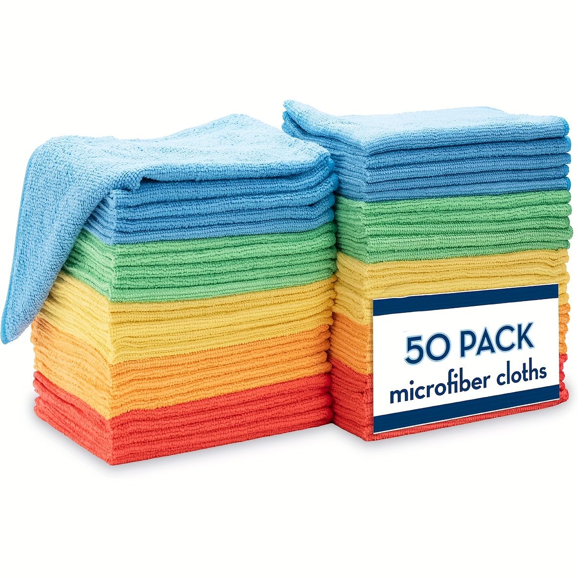 TEMU 50pcs Mrd's Home Microfiber Cleaning Cloths - Ultra-absorbent, 1200 , Streak-free , Durable & Easy-clean, Ideal For Car Washing, Cleaning, And
