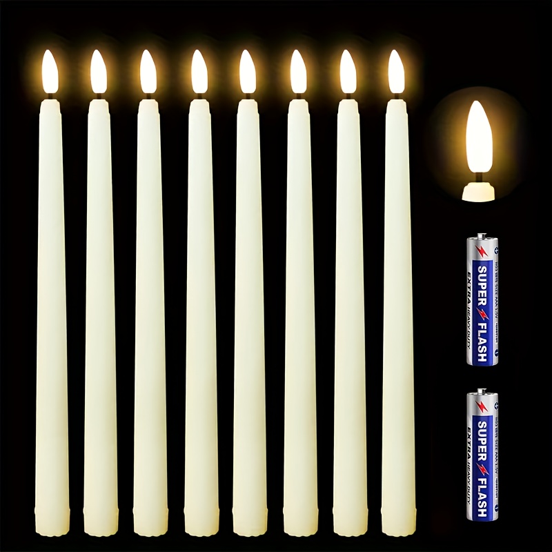 6 12pcs flameless taper candles led candlesticks realistic 3d flame warm yellow glow battery operated aaa for windows dinners home decor christmas valentines weddings church batteries not included