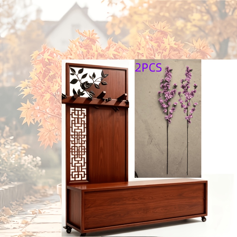 TEMU Set Of 2 Large 47-inch Artificial Purple Cherry Trees - Outdoor Faux Flowers, Wide And Dense Branches And Leaves, Maintenance-free, Beautiful