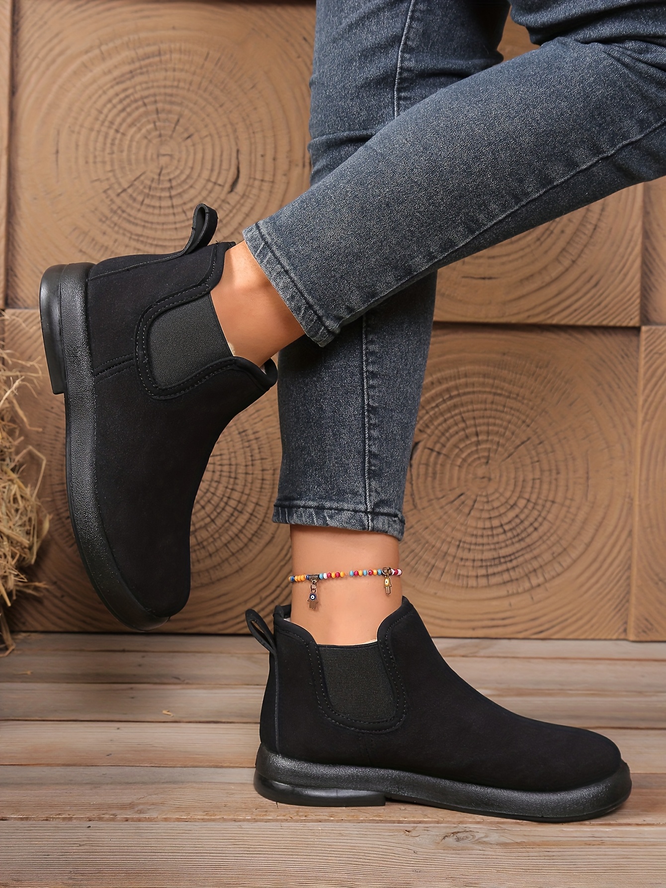 womens winter boots slip on flat heel ankle boots with cushioned insole non slip eva sole cozy fleece lined cold weather shoes for moms office Product details 7