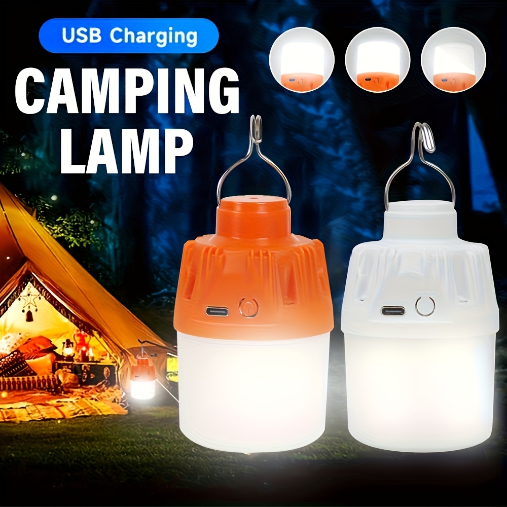 usb rechargeable camping lantern portable handheld light hanging led tent light high brightness   lantern 3 light mode settings   hanging hook ideal for emergencies camping fishing gardens and street vendors