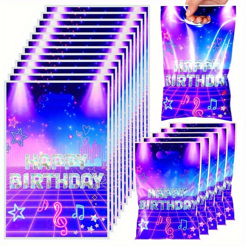E-shop 30 Stück Musik Geburtstagsfeier Geschenktüten mit Griffen – Animations-Cartoon Partyzubehör für Teenager, Themen-Geschenktaschen