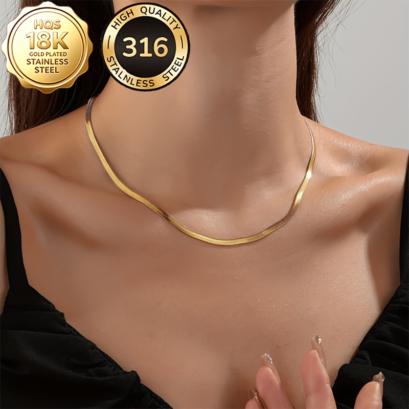 Women's High-Quality Stainless Steel Snake Bone Thin Chain Necklace