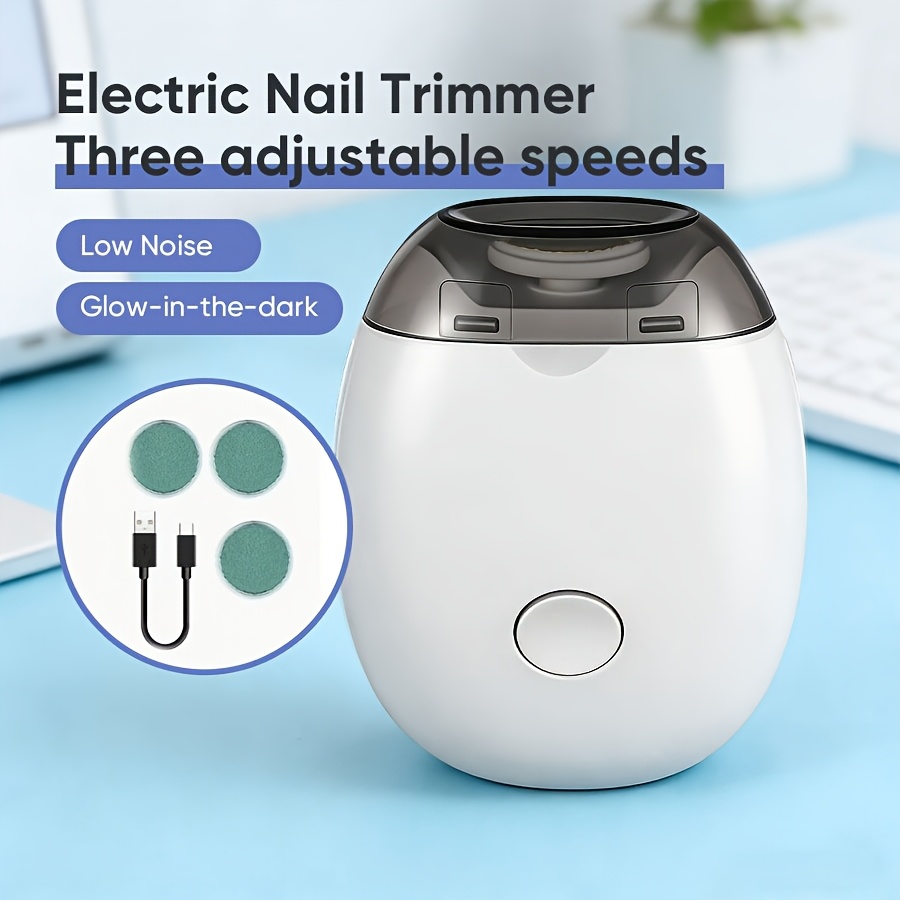 TEMU Portable Electric Nail Clipper & Grinder With Usb- Motor, & Glow - Portable Nail Trimmer Suitable For Home & Travel, 3 In 1 Usb Rechargeable Auto Fingernail Cutter Polishing Trimmer Gift