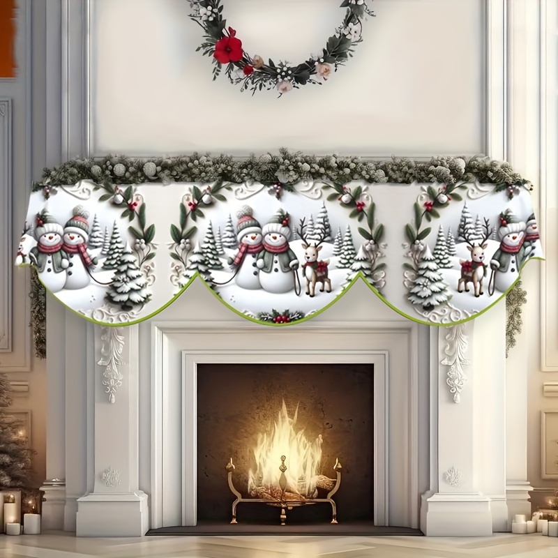 

Christmas Fireplace , Snowman And , Rectangular For , And Decor, 1pc, "x78.7