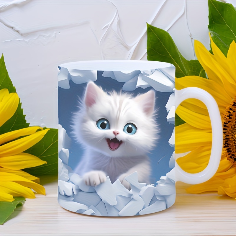 

1pc Playful Peeking Cat Uv Dtf Cup Transfer Sticker Self-adhesive Decal For Mugs & Bottles, Home Decor Dtf Transfer Sticker For 16oz Glassware, 3d Crystal Label Scratch-resistant - Polyester Fiber