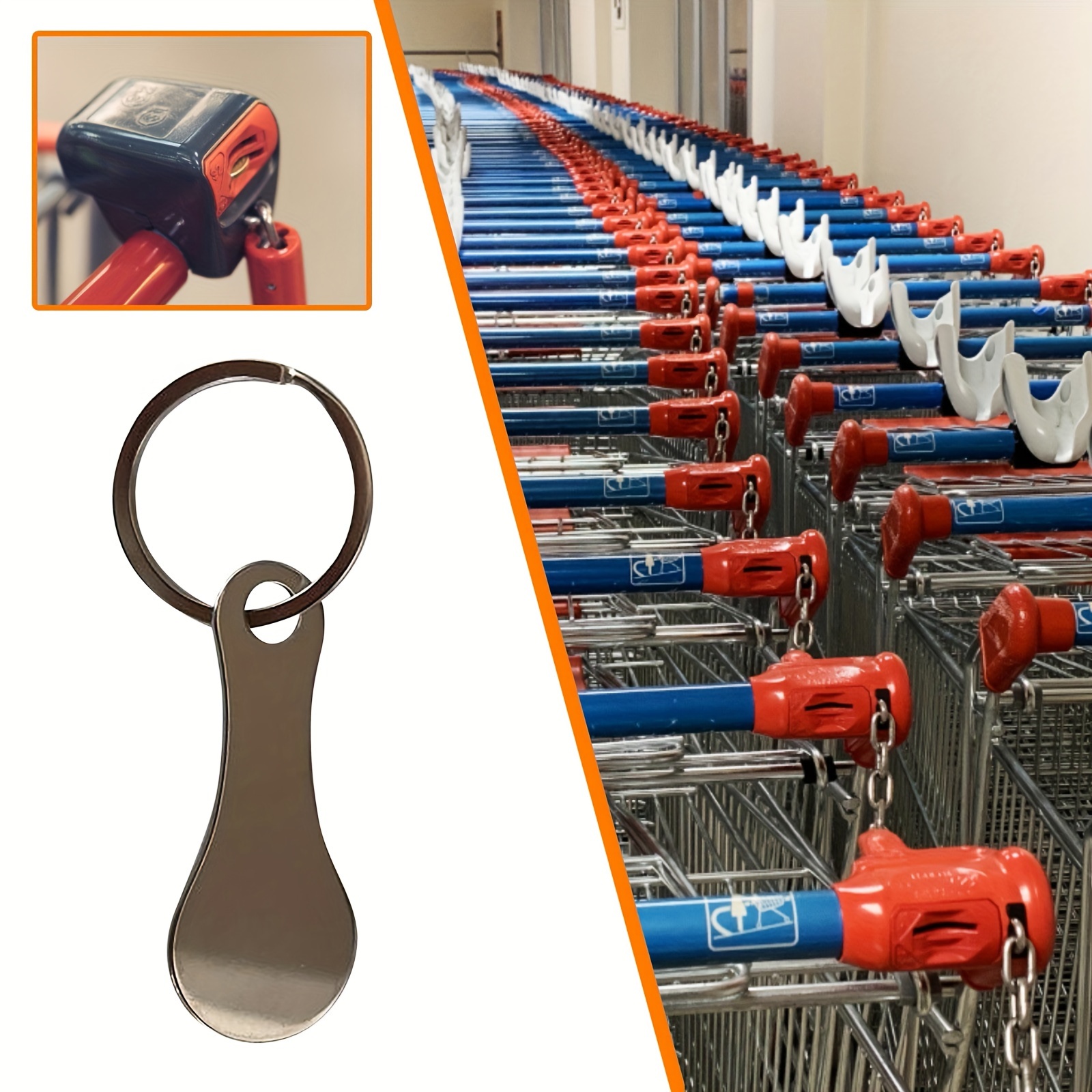 1 stück einkaufswagen-token supermarkt-wagen metall edelstahl schlüsselanhänger schlüsselring, wagen-entriegelungsschlüssel, schlüsselanhänger accessoire dekoration
