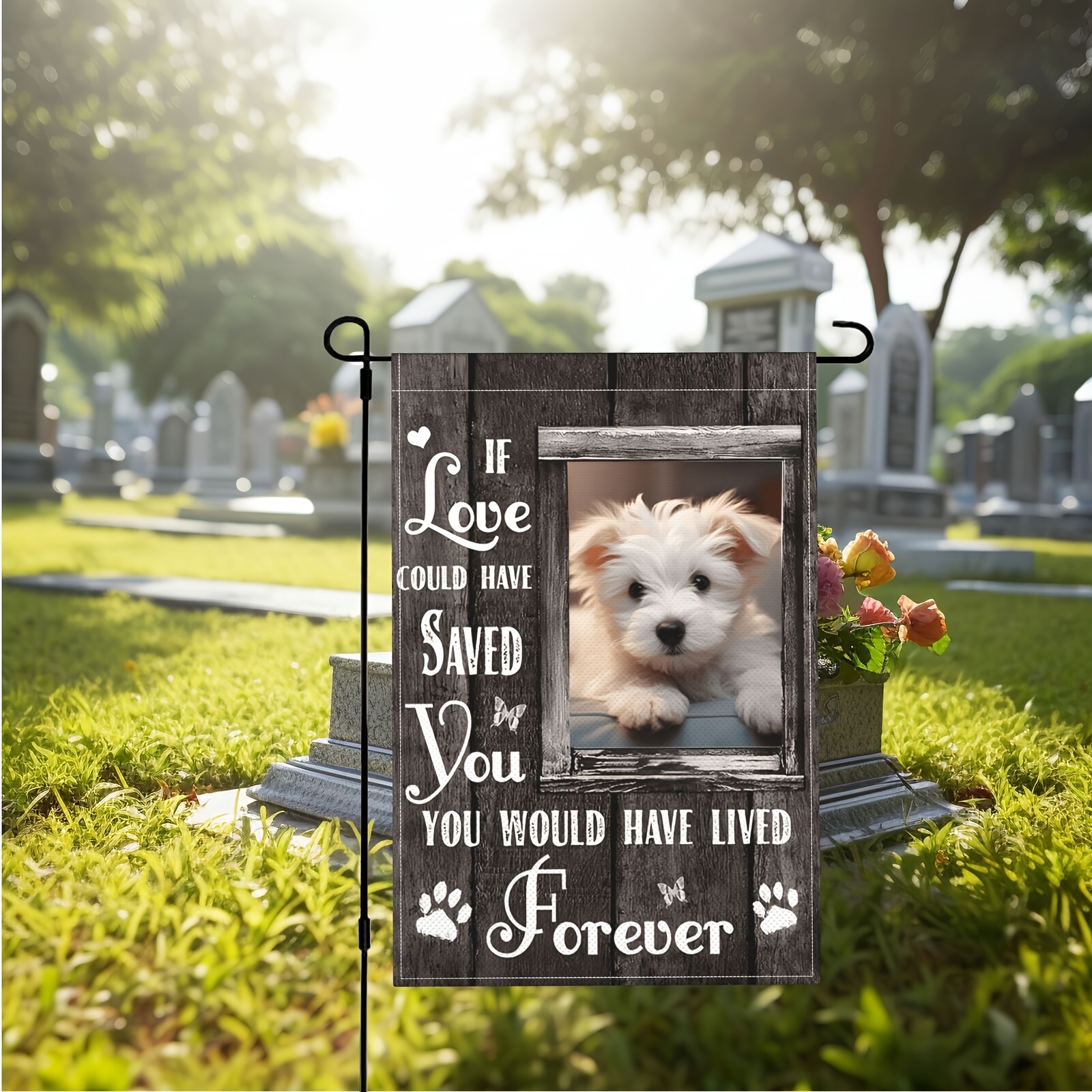 

Personalized Pet Memorial Garden Flag - Double-sided, Durable Linen, Outdoor Welcome Decor For Yard, Lawn, Patio - 18x12 Inch