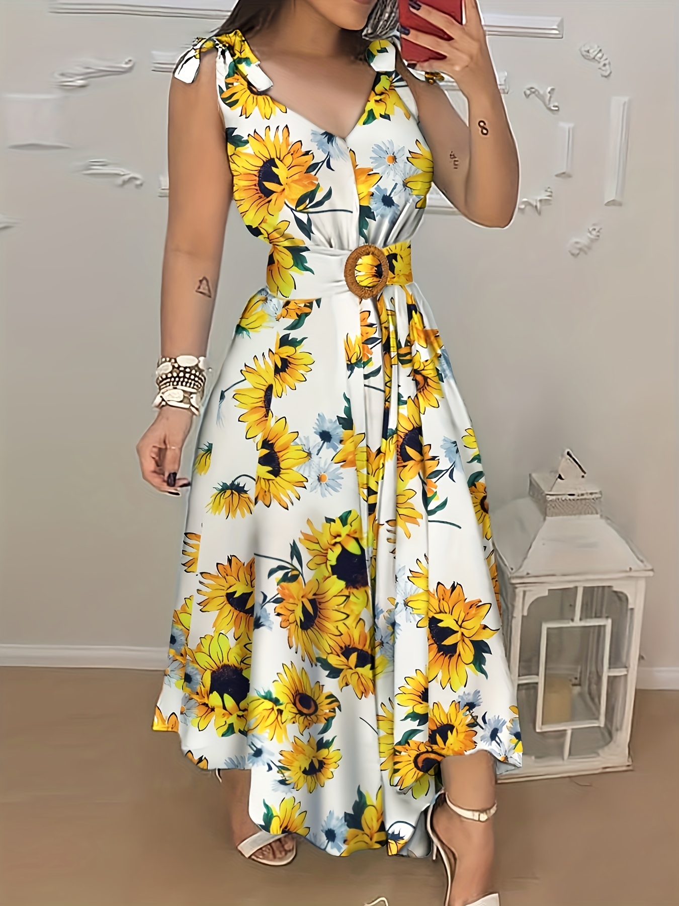 Sunflower Print Midi Dress | White House Black Market