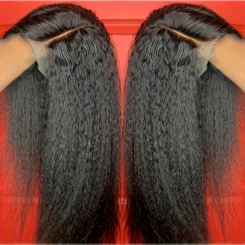 TEMU 200% Density 13*4 Kinky Straight Glueless Wigs Boy Wave Deep Wave Wigs Human Hair Pre Cut Lace For Beginners Kinky Straight Lace Front Wig No Glue Lace Wig Straight Human Hair Wigs Pre For Women