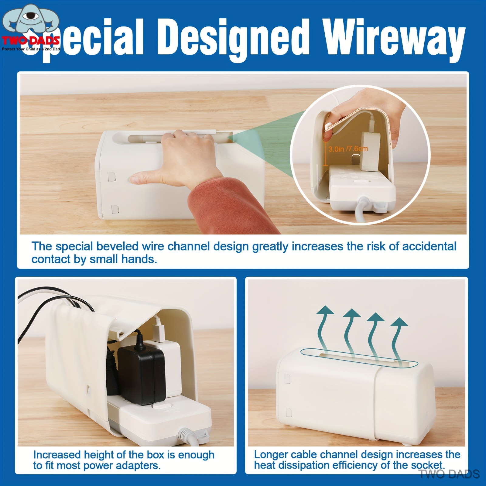 Enhanced Power Strip Enclosure That Protects Against Dust, Organizes Wires, And Ensures Safety for Children And Pets Around Electrical Outlets