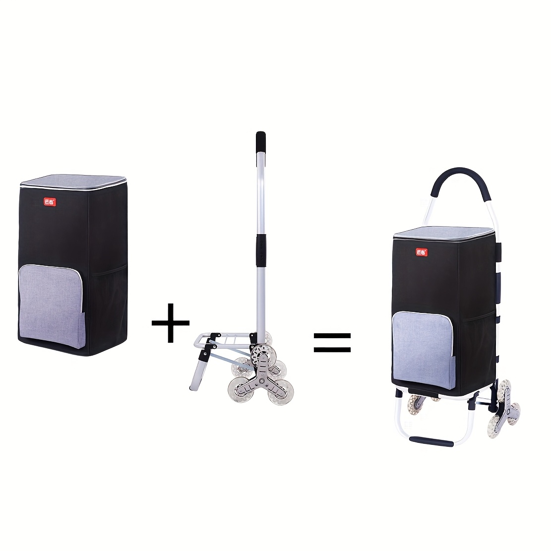 1pc Collapsible Stair Climbing Cart with Detachable Waterproof Bag - Portable Trolley for Grocery Shopping, Camping, Travel, and Picnics, 2.64gal Capacity, Aluminum Frame, Stair Wheel Design, Outdoor Picnic Essentials|Stair Climbing Cart|Durable Aluminum Frame, Picnic Essentials Cart