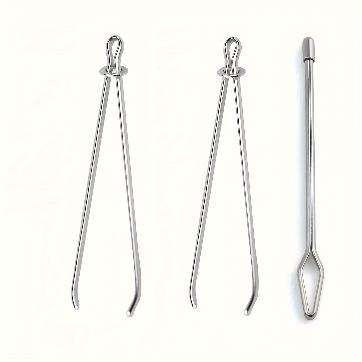 TEMU 3pcs Stainless Steel Drawstring Threader Set, Easy Needle Replacement Tool, Double Open Single Closed End, Suitable For Hoodies, Jackets, Swim