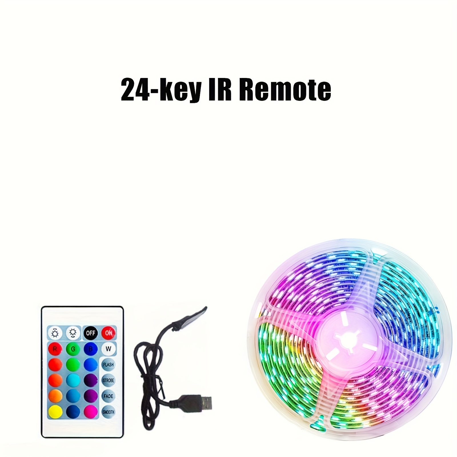 3.3ft Led Strip Lights Rgb 5050 Infrared 24 Key Controller - Temu Australia