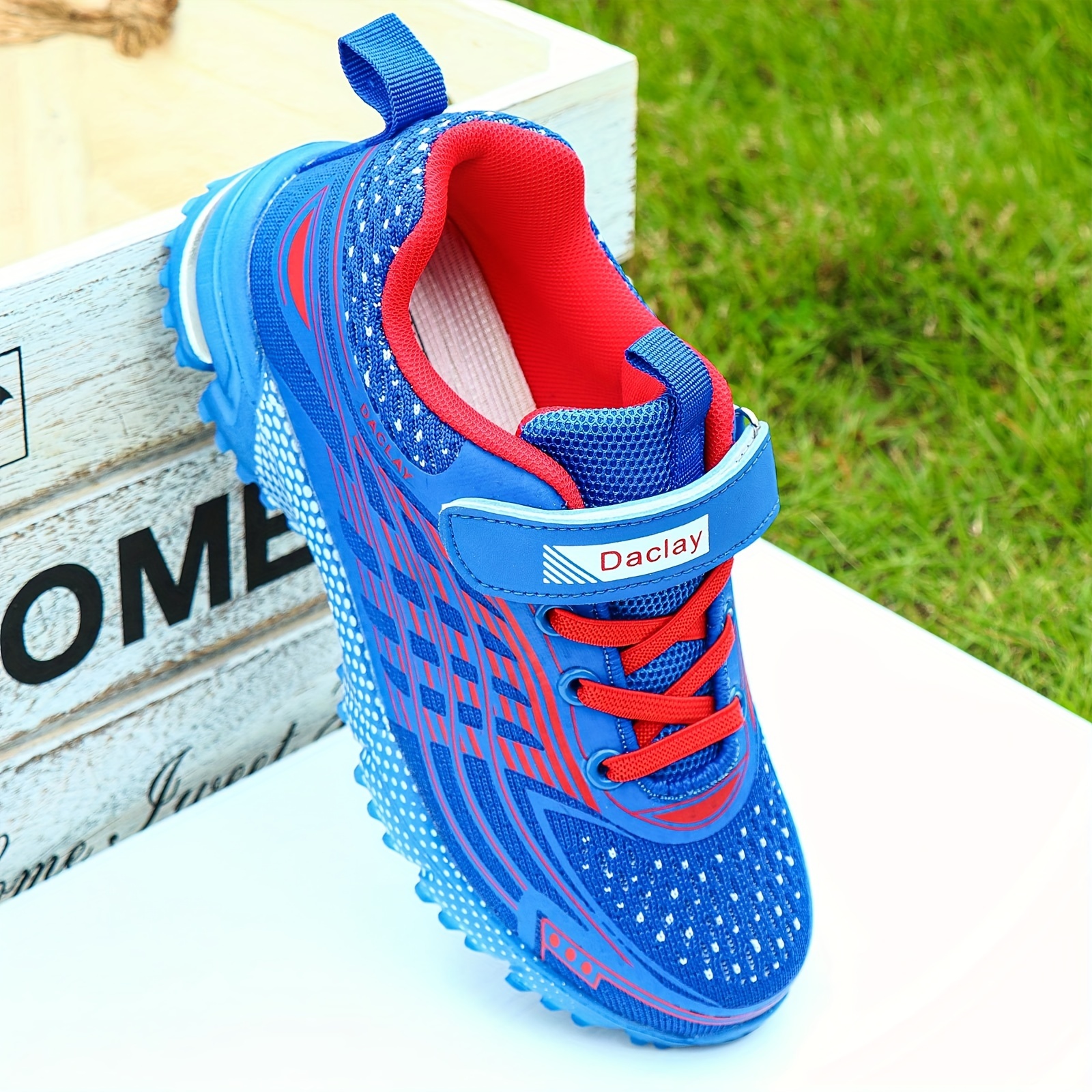 Boys blue hook-and-loop sneakers product view