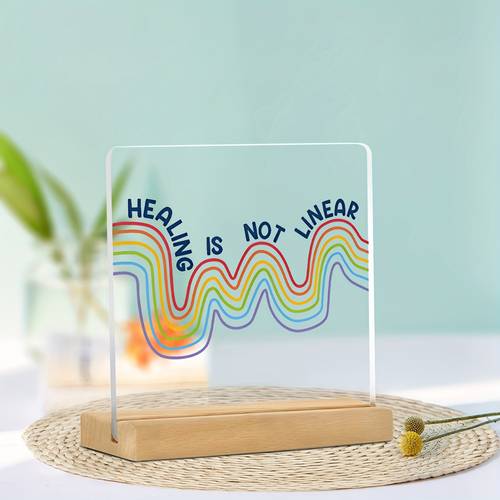 2D Flat, 1pc Mental Decor - Healing Linear Message - Blue, Purple, Orange, Green, Pink Rainbow - Acrylic Sign for Counselors, Therapists & Clients - No - Self-Care & Recovery Space Awareness Gift, Modern Decoration, High- , Vibrant Pattern, , 2D Flat