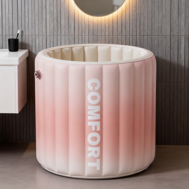 baignoire gonflable pliable     avec pompe manuelle, siège dentrée   et bouchon de vidange, baignoire portable  , baignoire isolée étanche    , baignoire pliable confortable pour toute  , design dégradé de couleur 85cm*70cm Détails du produit 3