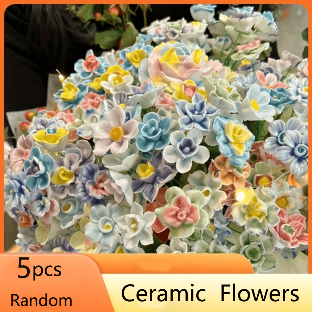 TEMU 5pcs Exquisite Ceramic Flower Set - Handmade, For Home Decor For Flowers - For Valentine's Day, Christmas, Mother's Day, Etc. Random Multiple