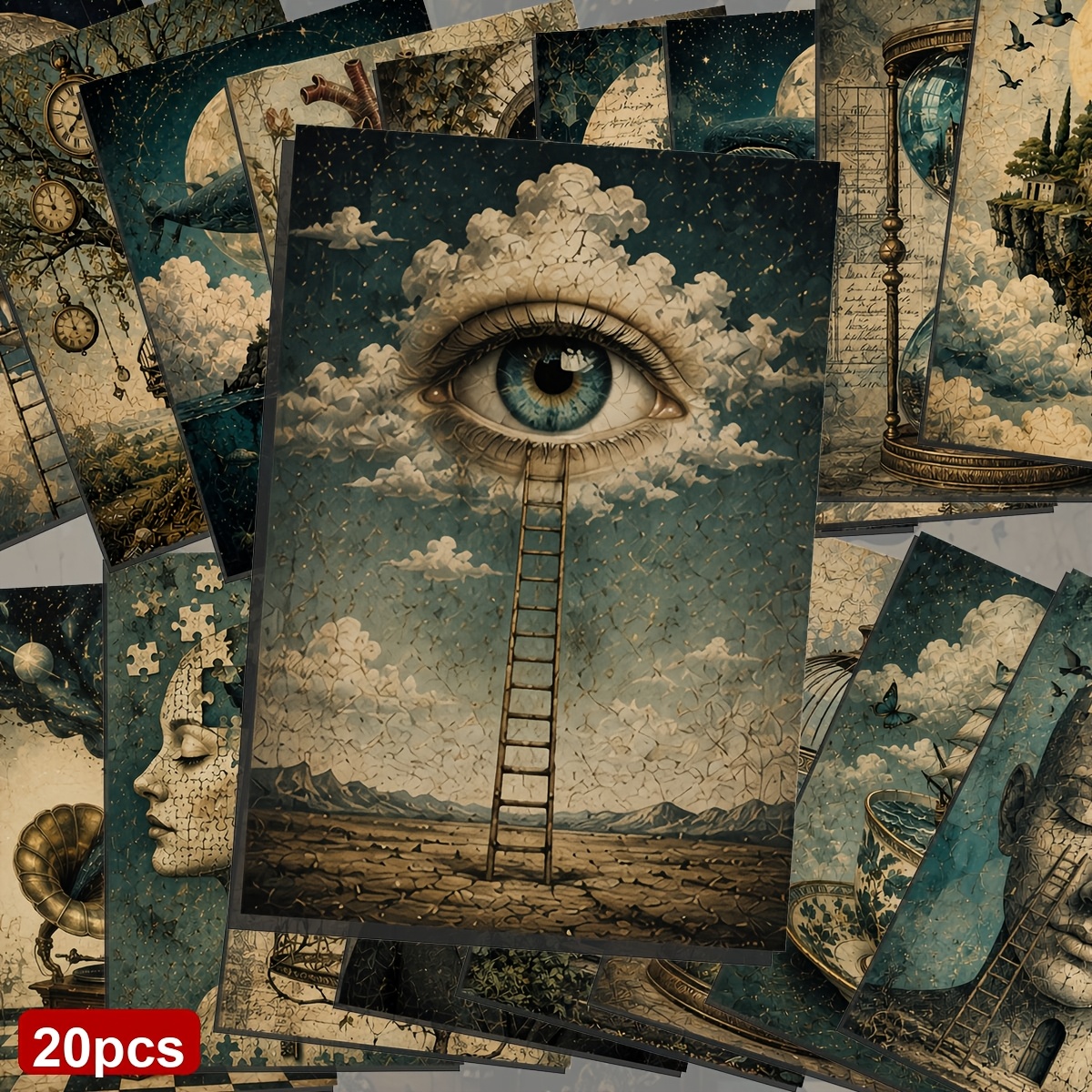 TEMU Set Of 20 Assorted Mysterious And Dreamlike Gift Cards - Measuring 10x14.5 Cm, Ideal For Art Gallery, Fantasy For Art. Digital For Art,