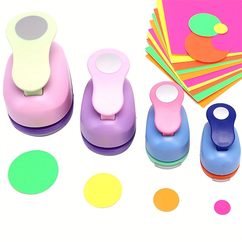 TEMU 4pcs Round Hole Punch Set, 8mm, 16mm, 25mm, And 38mm Round Hole Punches For Scrapbooking And Card Making, Assorted Colors