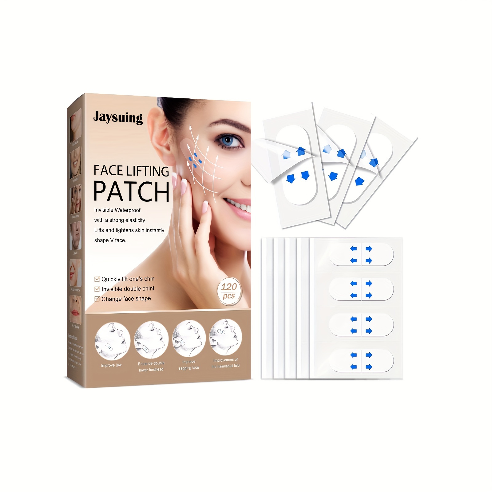 

120 Pieces Invisible Face Lifting Patches: Instant V-shaped Face Lift, Invisible And Breathable, No Parabens, Suitable For All Face Parts