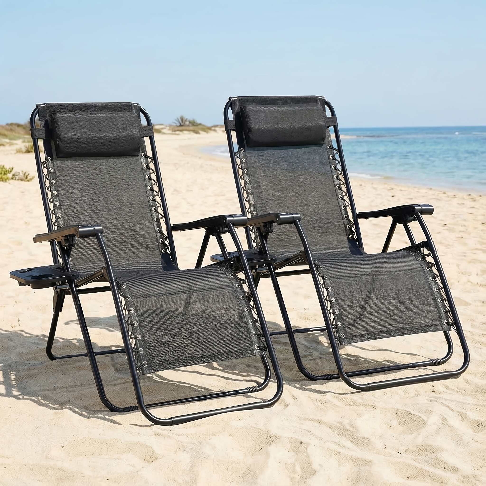 1 2pack zero gravity lounge chairs for outdoor patio and poolside with pillows and cup holders foldable space saving easy to carry outdoor camping chair suitable for beach grass  
