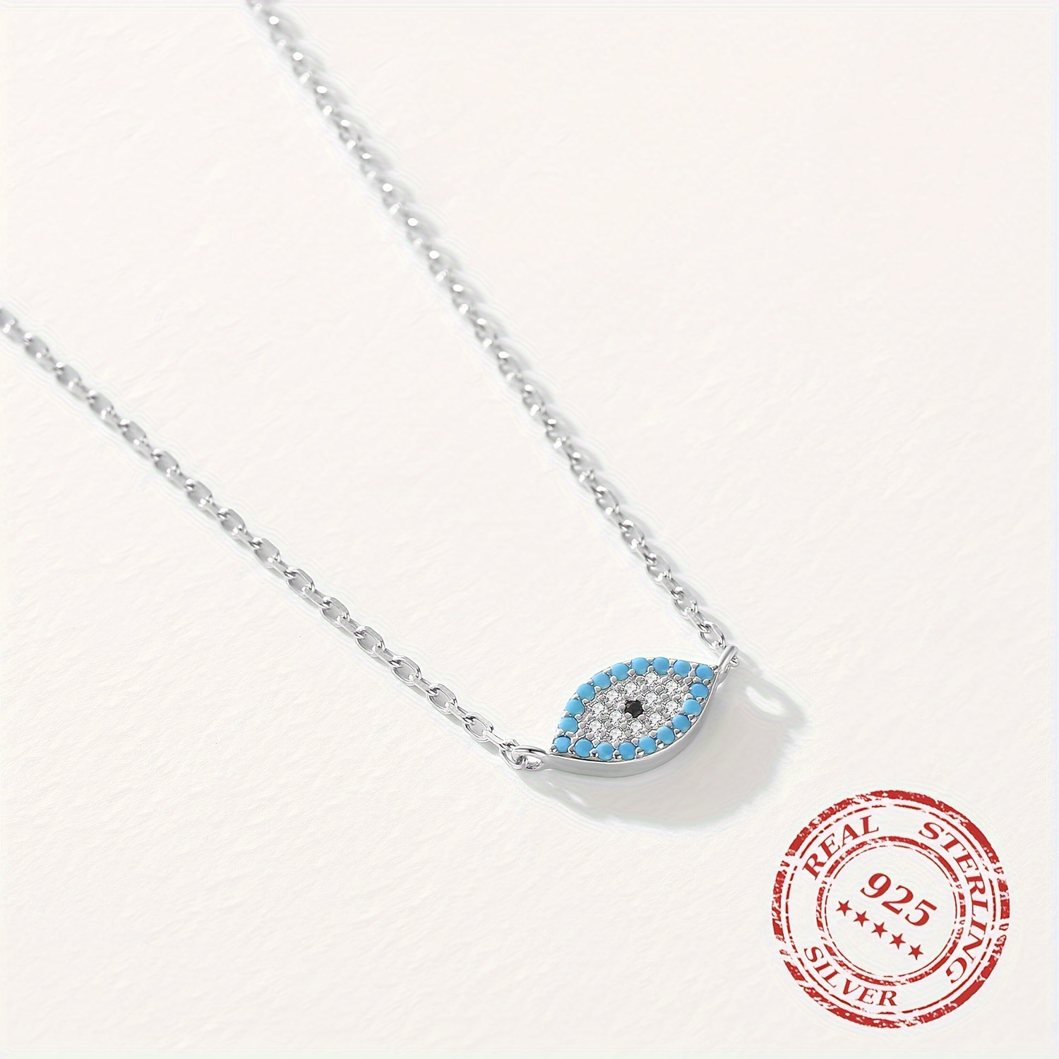 925 Silver Turquoise Pendant Necklace with CZ Pave Setting