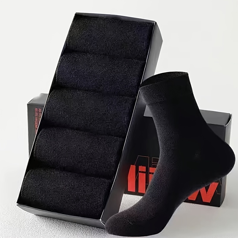 

10 Pairs Black Business Socks, Simple & Comfy Mid Tube Socks, Women's Stockings & Hosiery