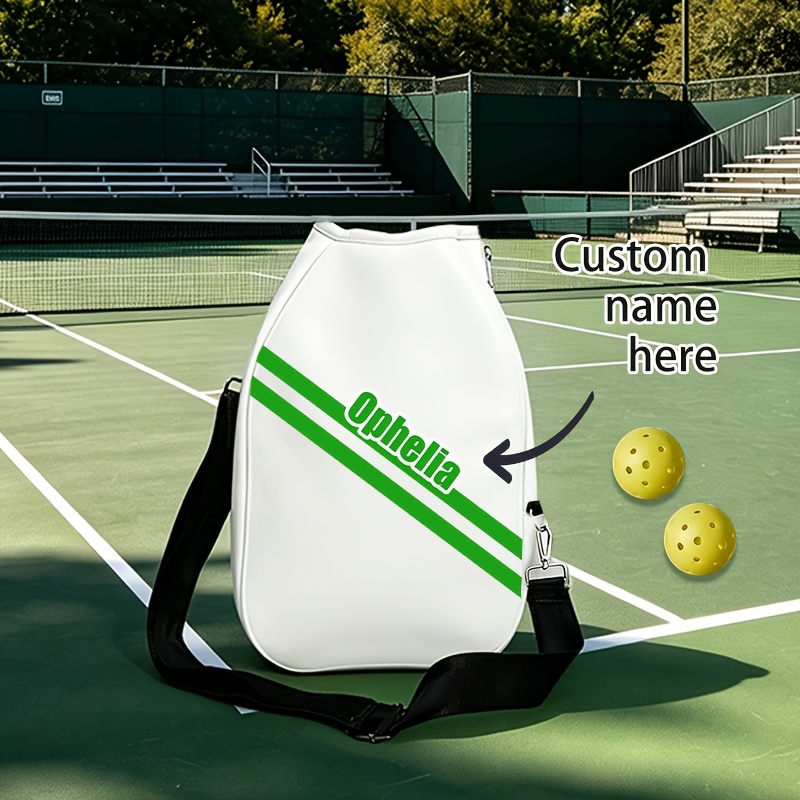 TEMU Custom Pickleball Paddle Bag (racket And Balls Not Included), Available In , Features Stylish Stripes With Personalized Name Design, Large