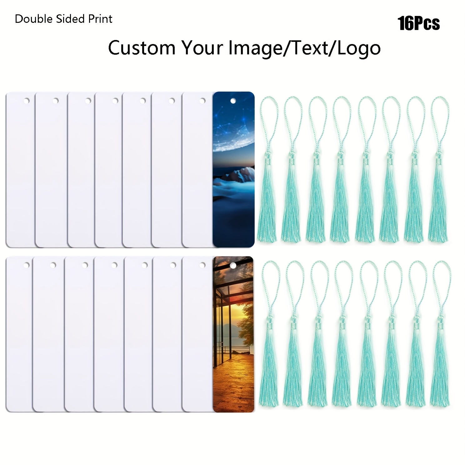 TEMU 16 marque-pages métalliques personnalisés avec pompons - Impression de /logo/photo/ et image, marque-pages DIY simple/ pour livres, journaux,