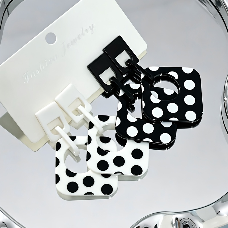 2 Pairs Elegant Rhombus Polka Dot Earrings Set
