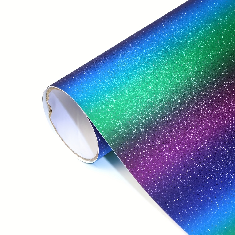 Image of Rainbow Vinyl Permanent Adhesive Vinyl Rolls- 12 Inch X 4ft, Glitter Rainbow Vinyl For Diy Crafts Lettering , Home Decal