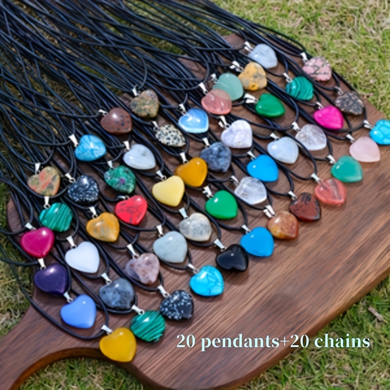 TEMU 40 Random Color Heart Pendant Set (including Black Necklace), - Very Suitable For Jewelry Making, Ideal For Women' Wear, Parties And Valentine's