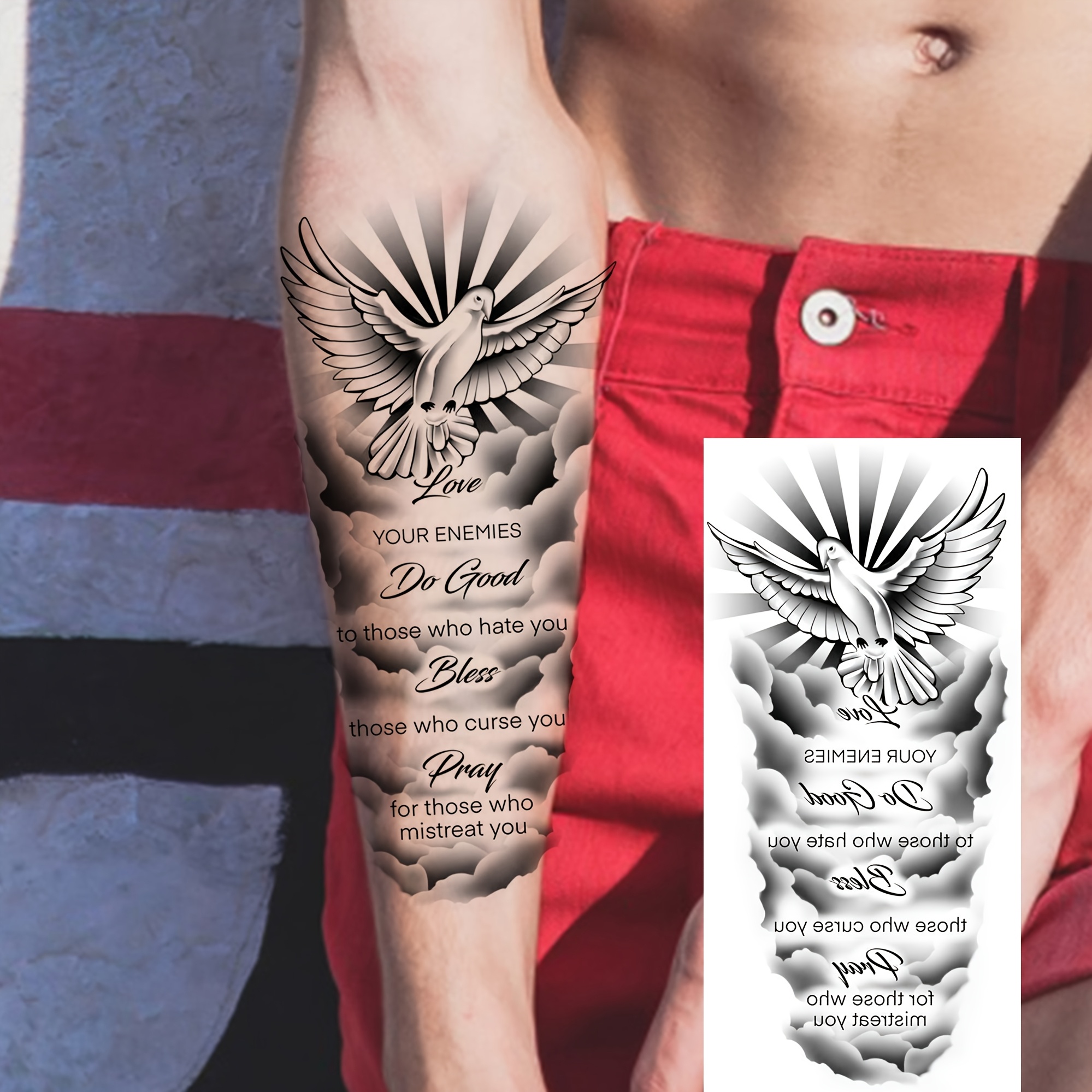 1 Sheet Of Temporary Tattoos Featuring Of Peace, Suitable For Men And Women. Ideal For Legs, Forearms, And Thighs, Waterproof And Realistic Designs A Long-lasting Fake
