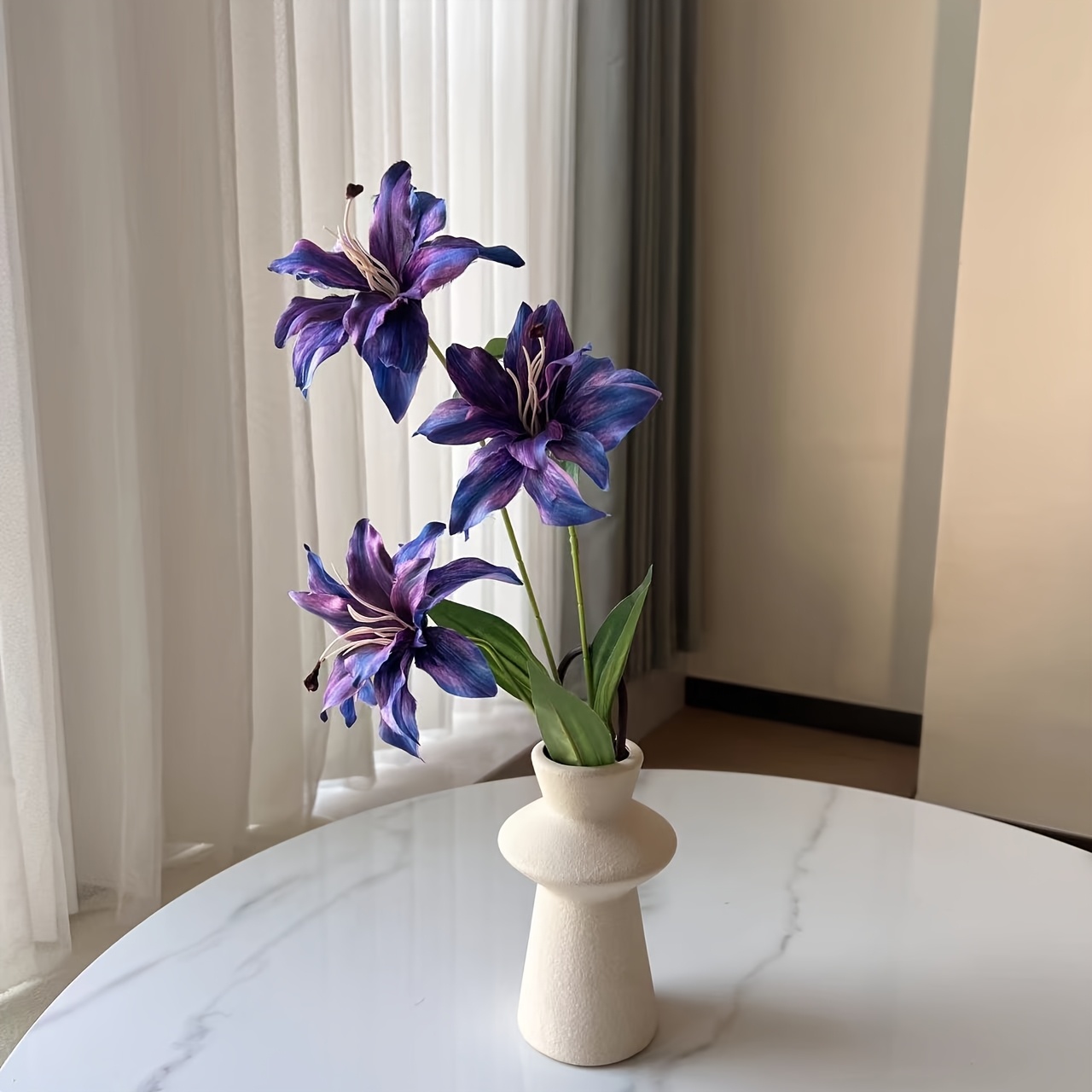 Set Of 2 Artificial Flowers, 3d Printed Small Lilies For Wedding Decorations And Home Decor