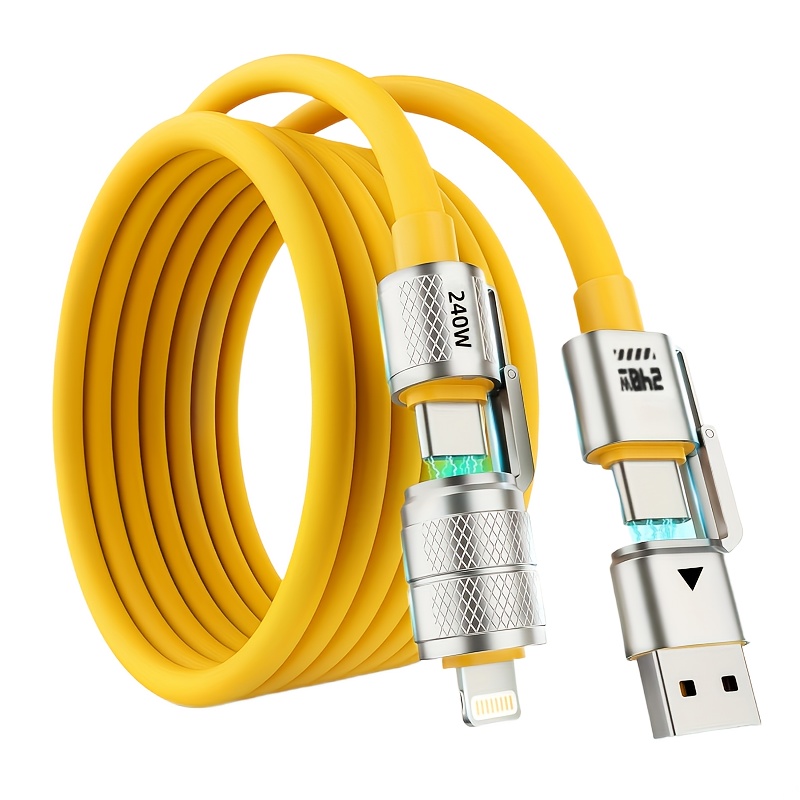 This Is a Versatile 4-In-1 USB C Lightning Data Cable That Can Deliver Up to 240W of Charging Power. It Is Compatible with for Iphone 16/15, Macbook, And Ipad, And Supports Lightning, Type C, And USB A Interfaces 5 This Is a Versatile 4-In-1 USB C Lightning Data Cable That Can Deliver Up to 240W of Charging Power. It Is Compatible with for Iphone 16/15, Macbook, And Ipad, And Supports Lightning, Type C, And USB A Interfaces - Image 5