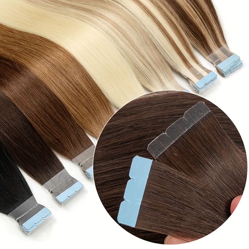 10pcs 02 natural mini tape in human hair extensions double sided invisible seamless straight hair for women adds volume length   hair types   tape in hair extensions easy application versatile styling details 2