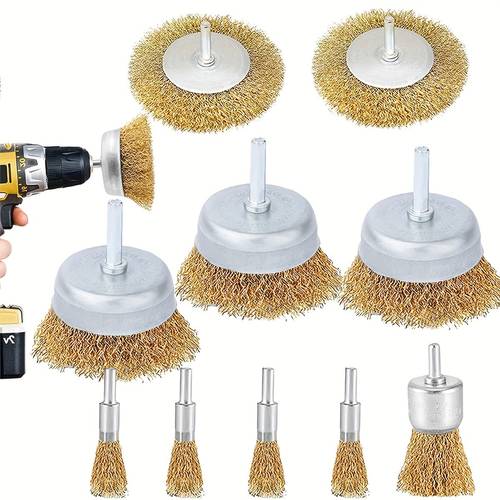wire brush wheel cup brush set 10pcs coarse crimped 1 4 inch shank wire wheel for drill attachment