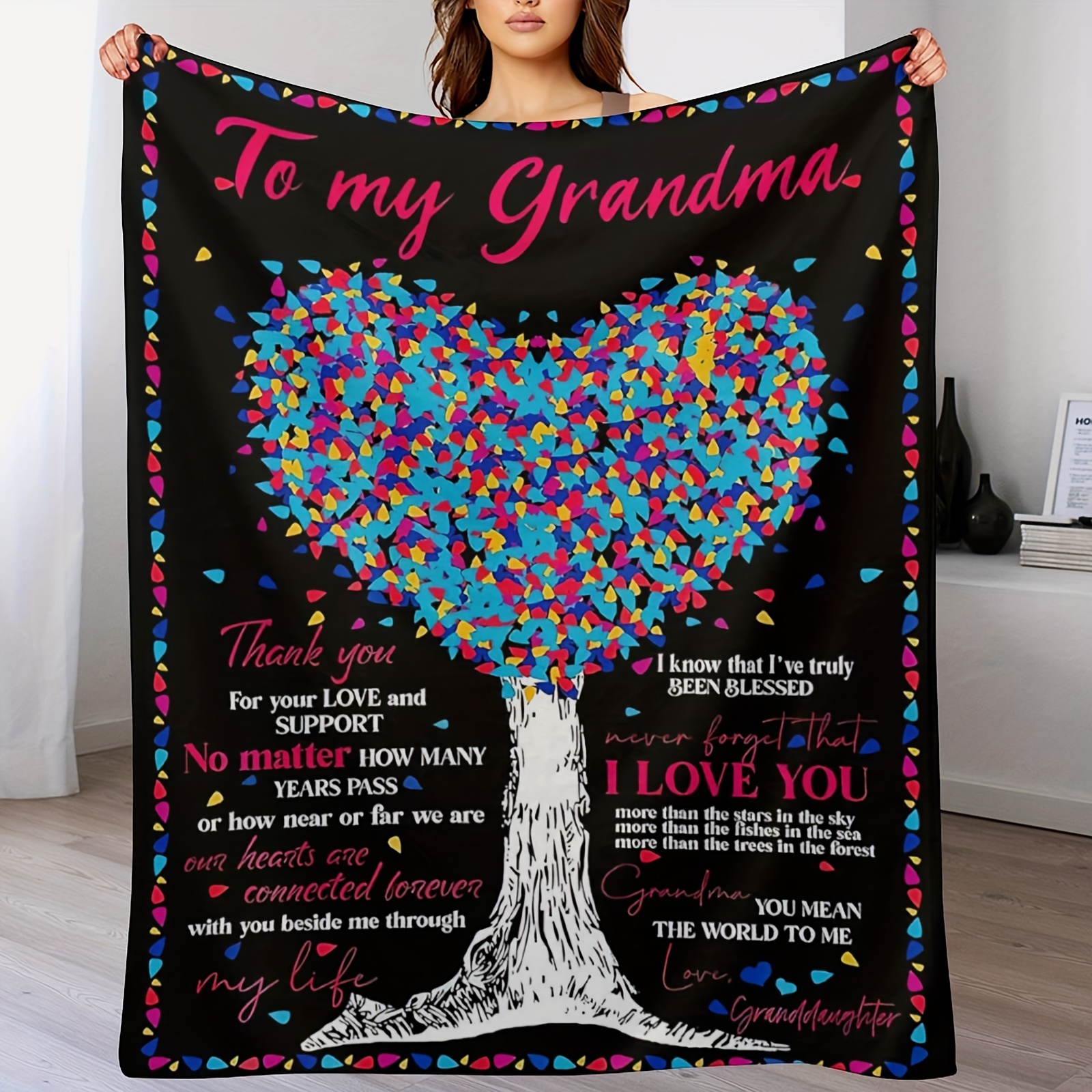 

Valentine's Day Birthday Gifts For Grandma From Granddaughter, To Grandma Wram Hug, Soft Bed Grandma Blanket (80x60in)