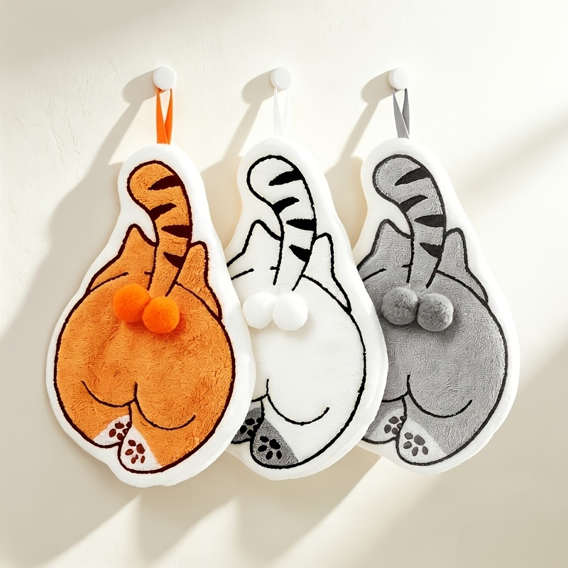 TEMU Lot de 3 serviettes à main suspendues mignonnes de de chat, serviette super absorbante à séchage rapide pour cuisine, salle de bain, balcon,