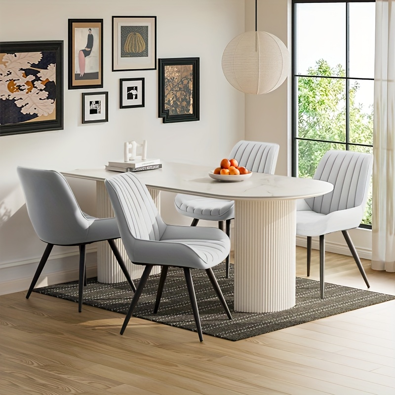 Modern Dining Chairs, Comfy Dining Room Chairs with Thick Cushions, Upholstered Fabric Kitchen Side Chairs with Metal Legs