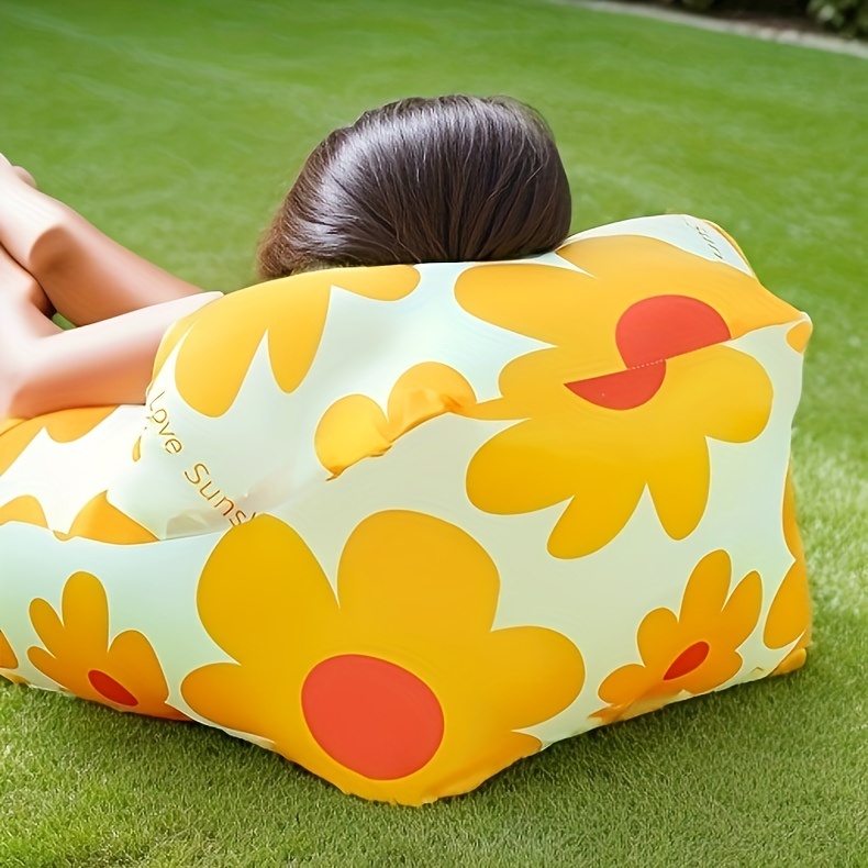 outdoor lazy inflatable sofa for nap beach chair portable air mattress for picnic camping inflatable mattress air bed for music festival sports & outdoors details 6