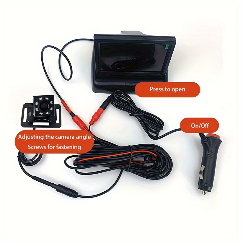1 комплект 4 3-дюймовый автомобильный монитор, небольшой складной монитор 480p, камера ночного видения для автомобиля, детали 5
