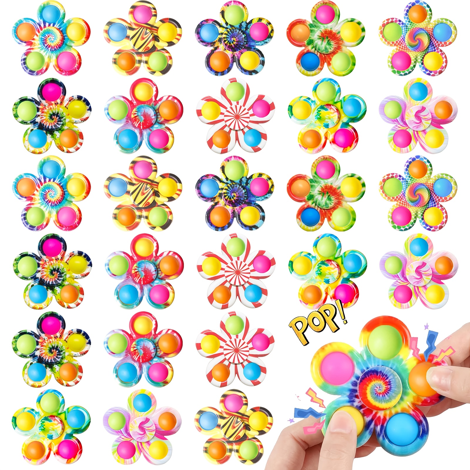 TEMU Frshalouis Sensory Fidget Spinner Toys - 32 Pack Of Press Sensory Fidget Spinners For Children And Adults, Anxiety Relief Toys, Party Favors For