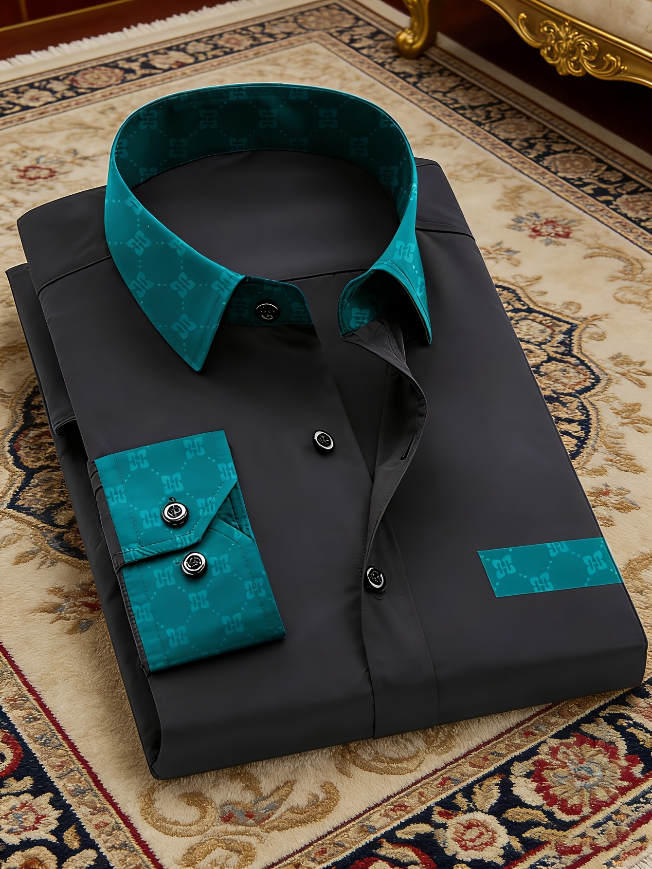 turquoise dress shirt for men sold on Temu United States