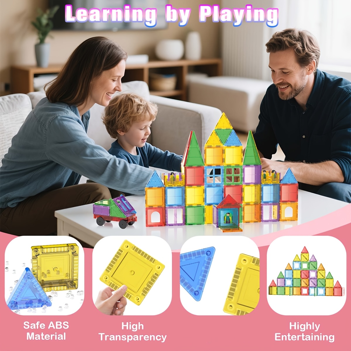 Random Color STEM Magnetic Stacking Building Tiles