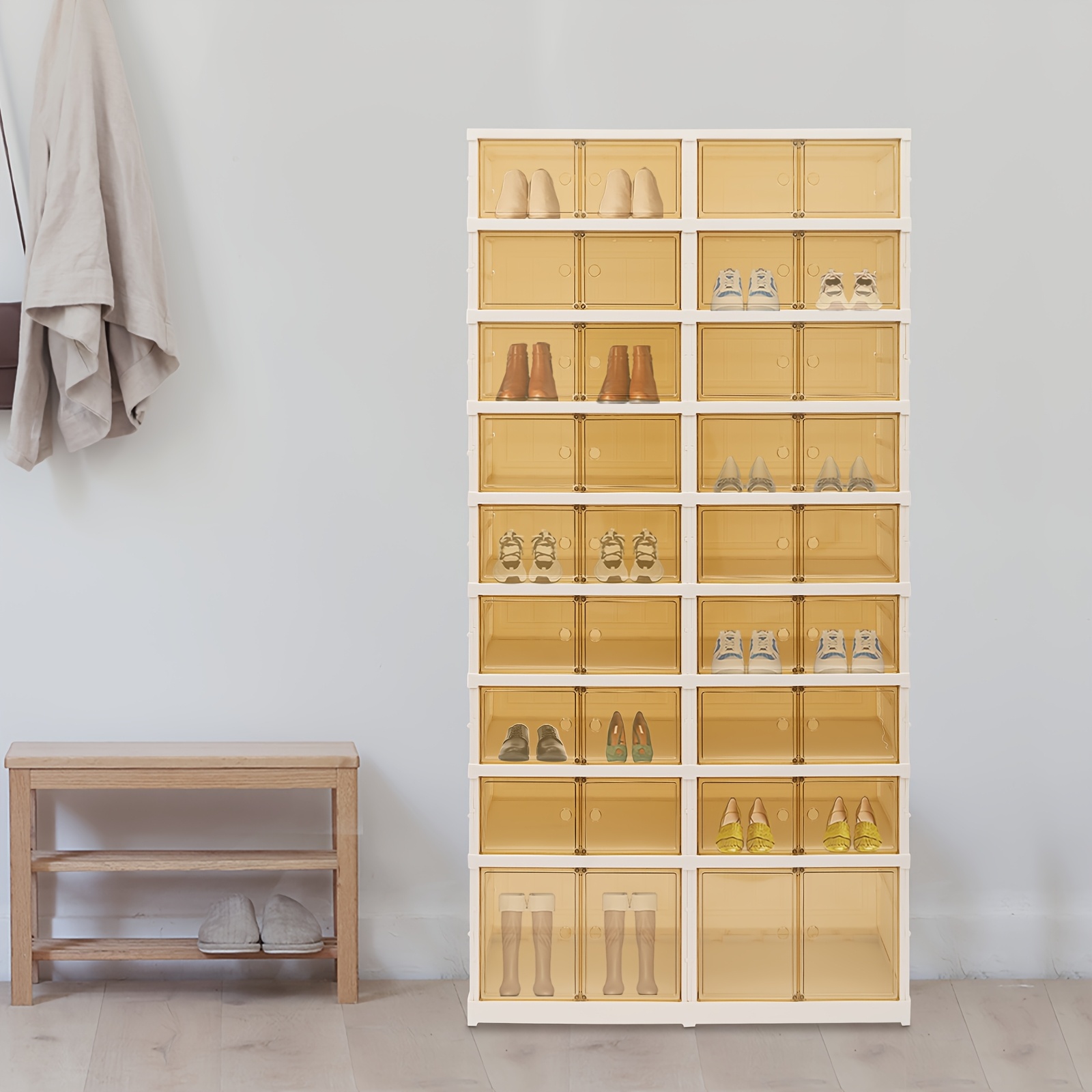 9-tier Foldable Shoe Rack, Plastic Shoe Shelf, Collapsible Shoes Storage Box