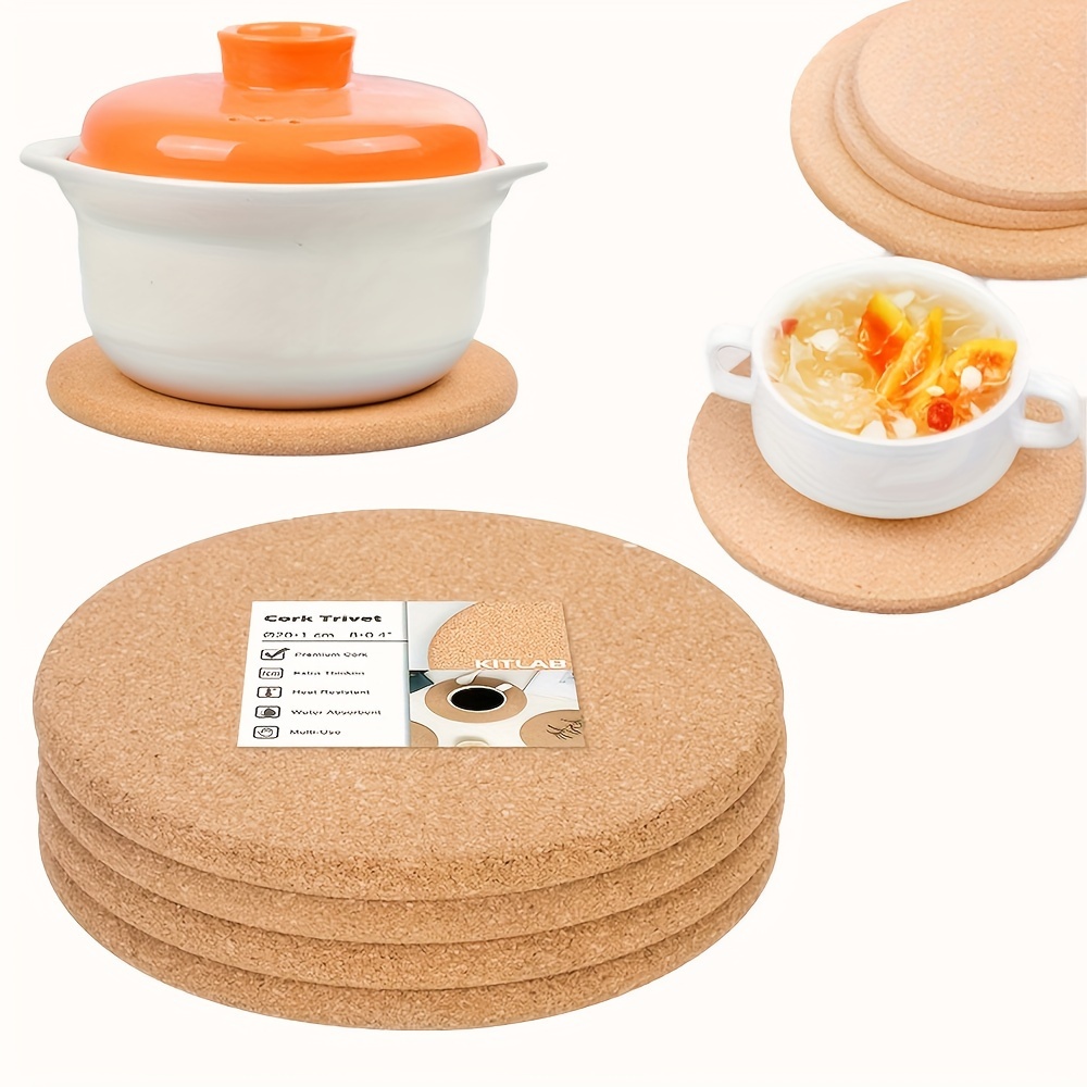 

4pcs Cork Trivet, High Density Cork Coaster Set For Hot Dishes, 8 Inch Heat Resistant Multifunctional Cork Board, Hot Pads For Table & Countertop