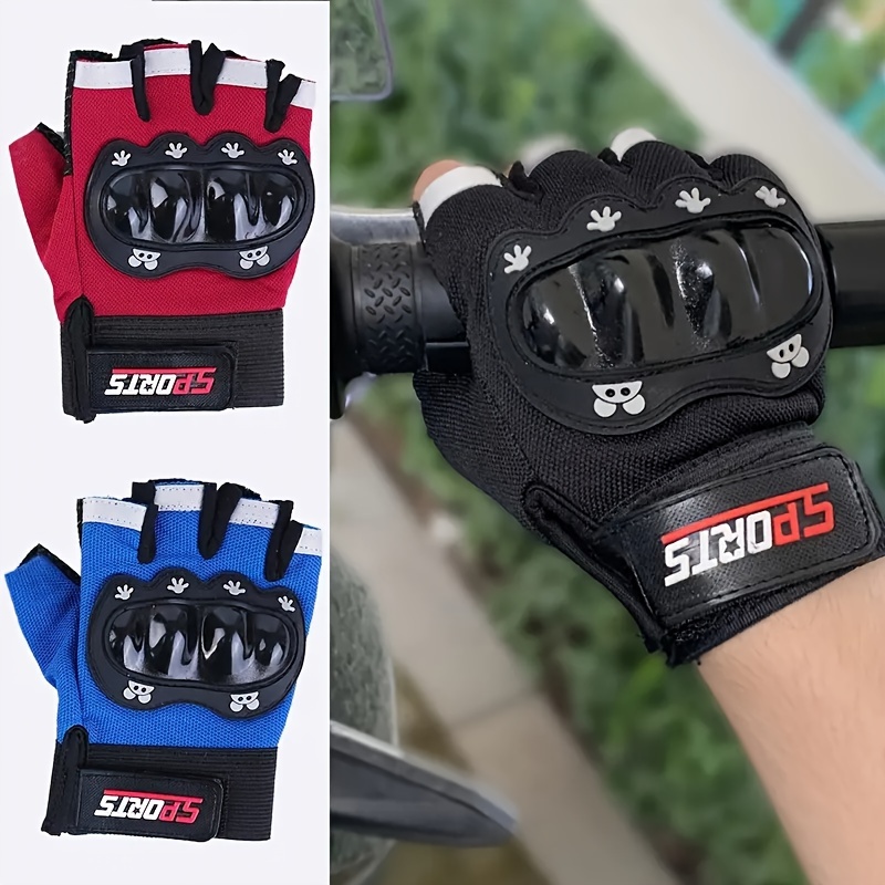 

1pair Half-finger Children's Outdoor Cycling Roller Skating Sports Fitness Gloves, Slim Protective Shell Design, Anti-slip, Sun Protection, Breathable Gloves