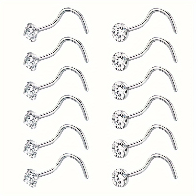 TEMU Set de Joyería para Uñas de Nariz de Acero Inoxidable de 12 Piezas